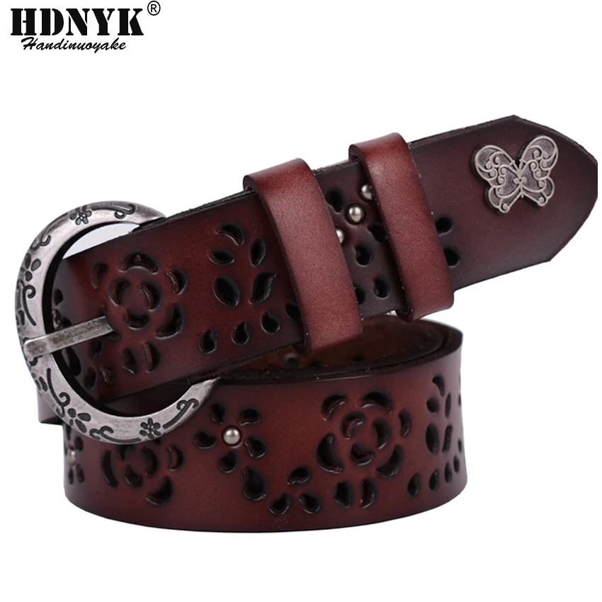 Ремень из воловьей кожи Женский роскошный винтажный дизайнерский пояс в стиле