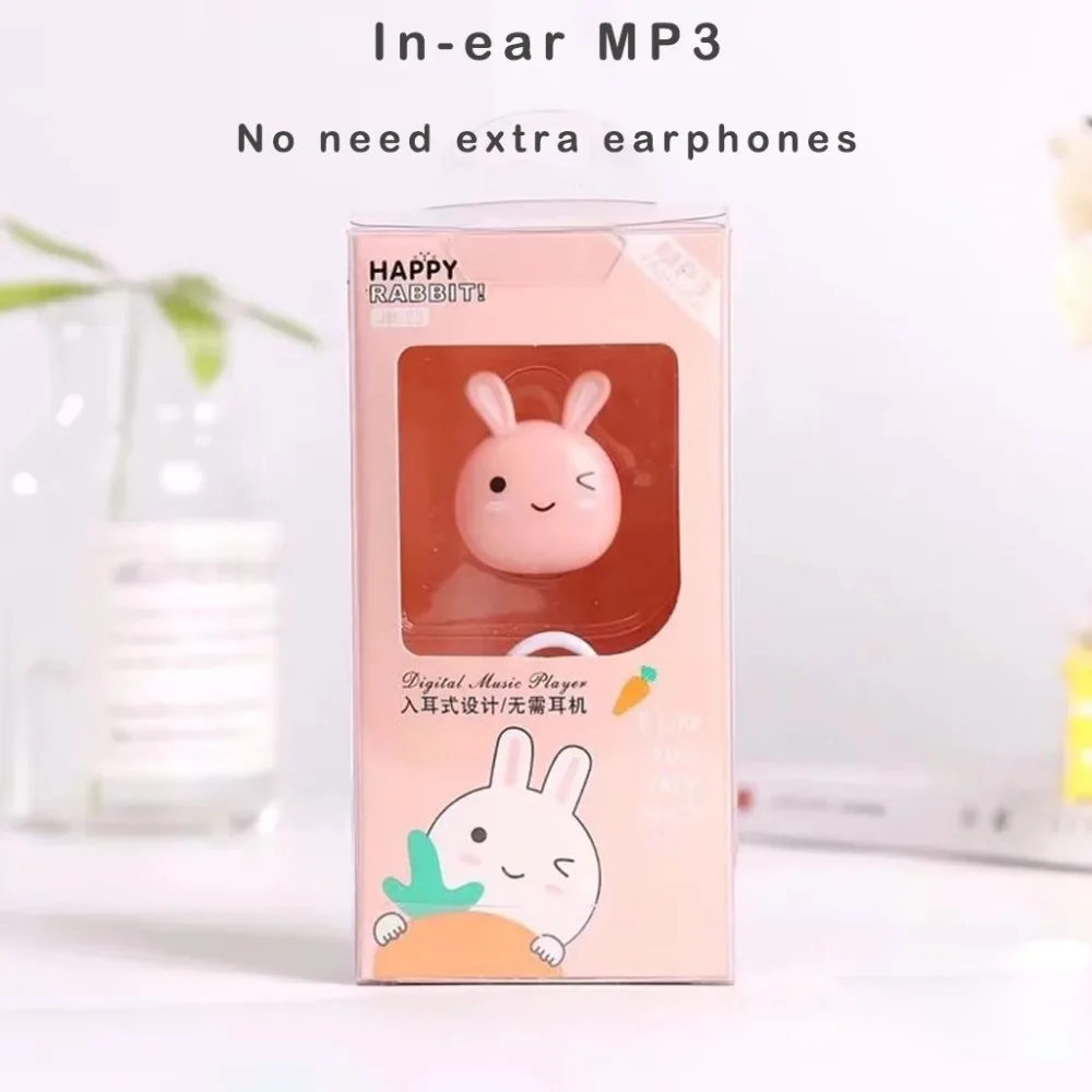 JM23 мультфильм милый кролик форма мини наушники MP3 плеер Поддержка TF карты