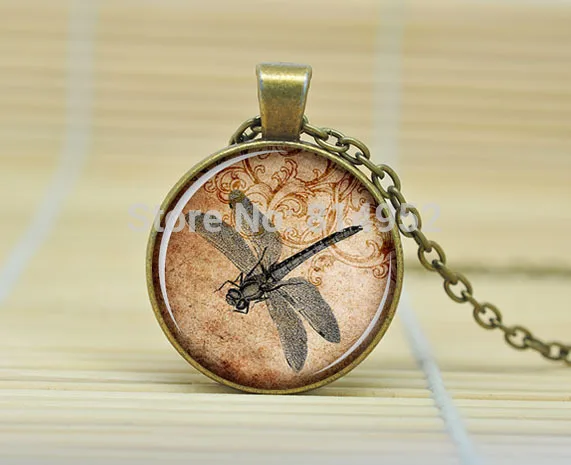 1 шт. стрекоза ожерелье кулон ювелирные изделия Из Стекла Кабошон Ожерелье