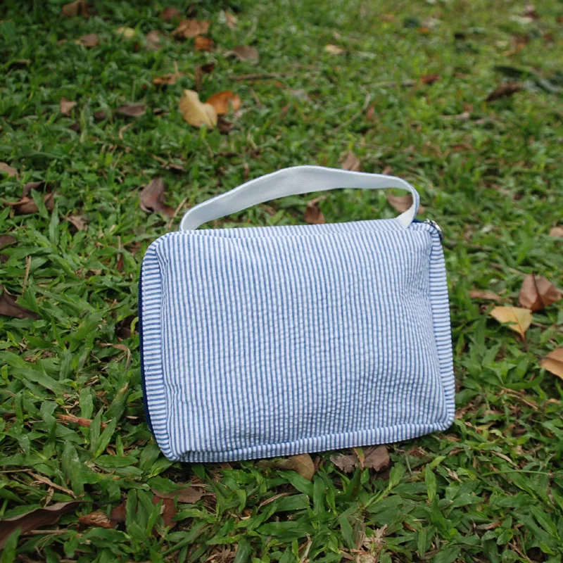 

Seersucker Bible Cover or Journal Cover Polyester Zipper Closure With Handle in Various Colors DOM106145