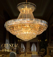 modern gold crystal chandeliers lights fixture big round crystal droplight home indoor hotel club restaurant light d140cmh120cm