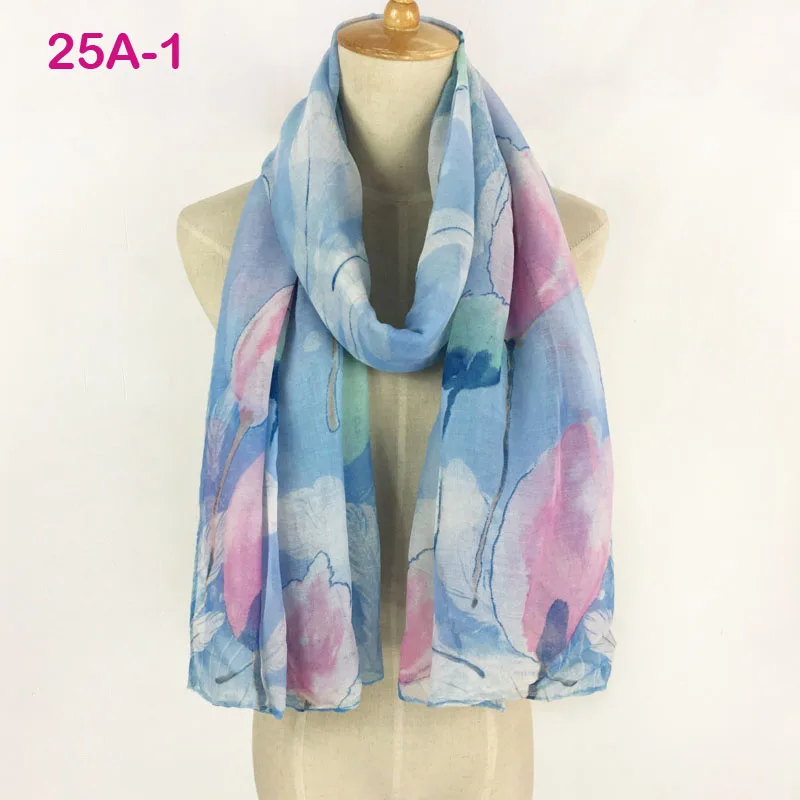 Модная хлопковая вуаль шарф с цветочным принтом Женская Весенняя и Осенняя