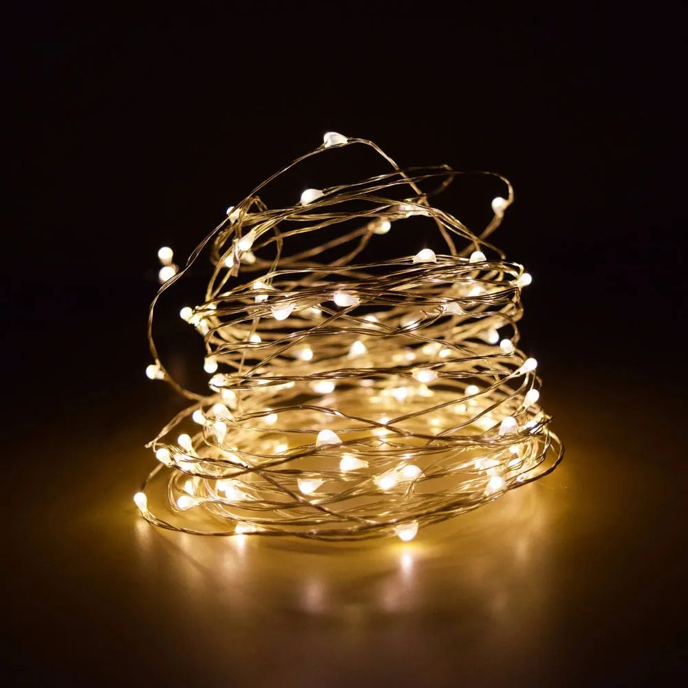 10 шт. 5 м 50 led батарея светодиодная гирлянда 3AA на батарейках медная Гирлянда для
