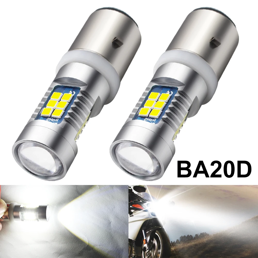 Светодиодный светильник для головы мотоцикла BA20D H6 2 шт. 21 чип 3030 SMD лампы 12 В белый