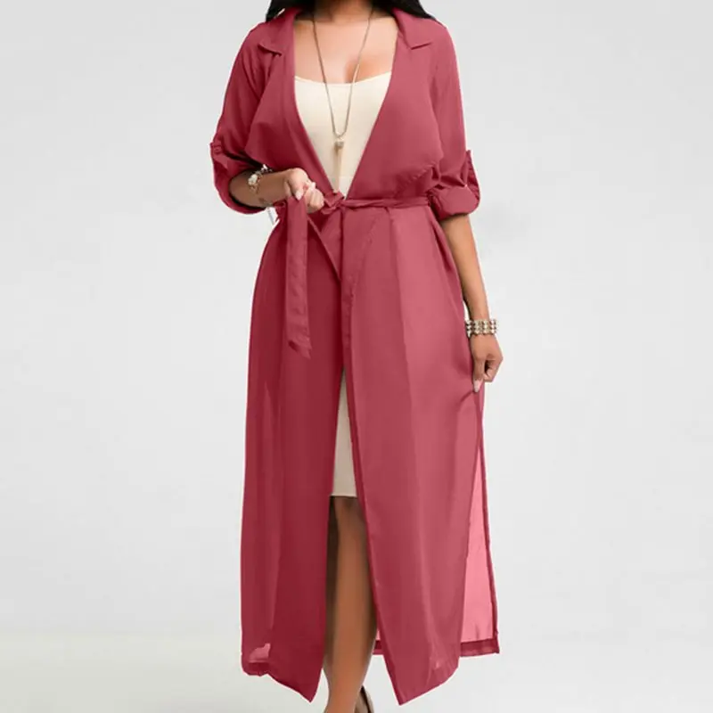 Осенний элегантный Африканский винтажный Женский Тренч большого размера