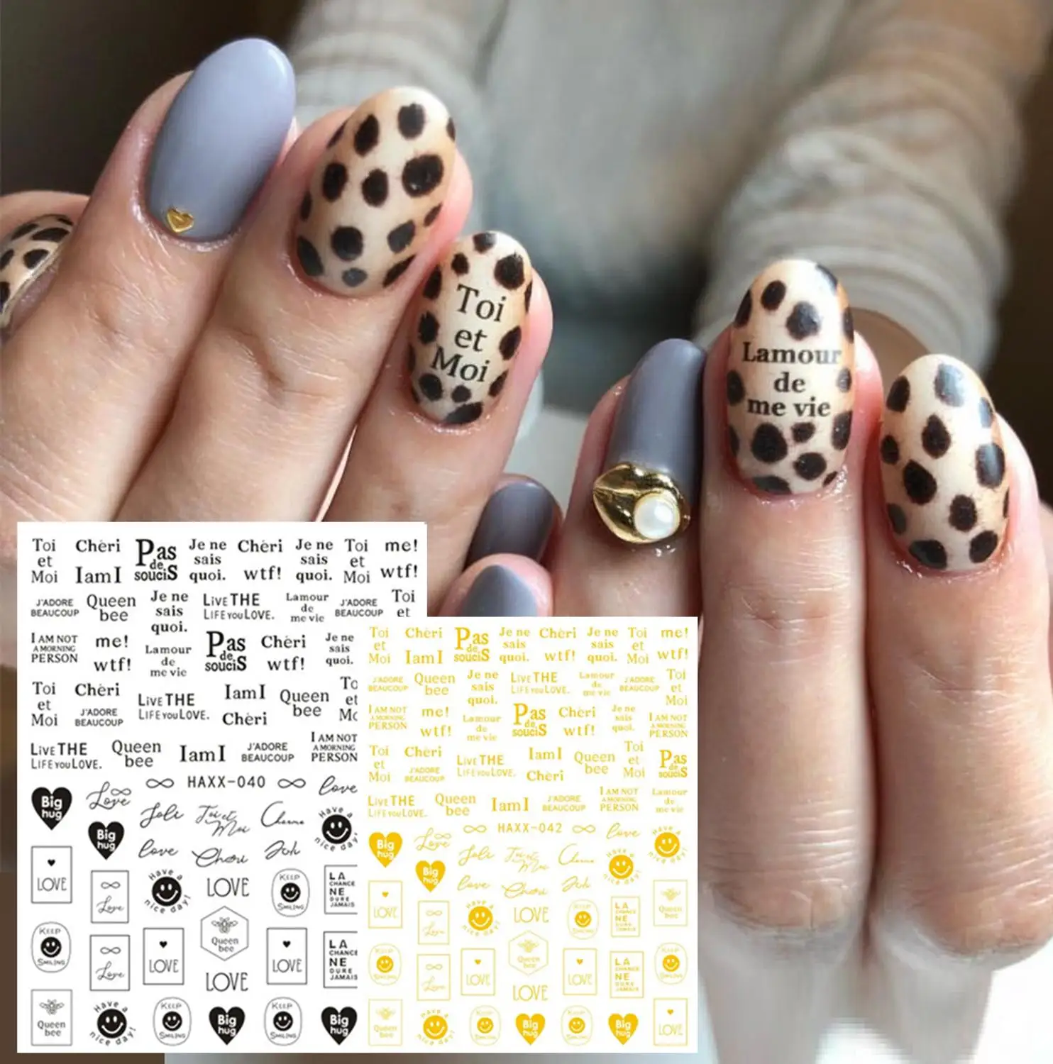 Hanyi series HAXX 40 41 42 newest lyou letter стикеры 3d на ногти nail art decal шаблон diy tool Decoration|Стикеры и