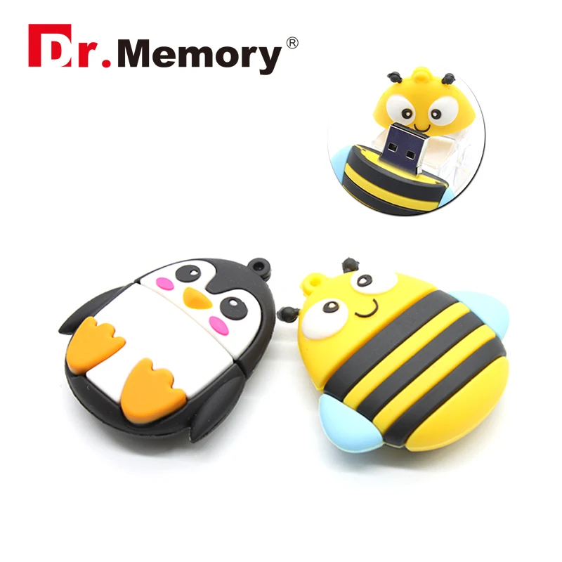 Мини флеш накопитель с мультяшным пингвином Пчелой USB 2 0 4 ГБ 8 16 карта памяти милая