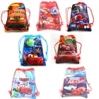 6 шт.лот автомобили тема из нетканного полотна Drawstring рюкзак мешок подарка Mcqueen детский день рождения вечерние принадлежности, школьные сумки
