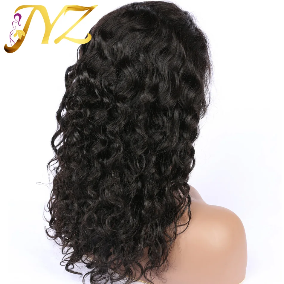 

JYZ Curly Wave Full Lace Human Hair Wigs Pre Plucked Glueless Brazilian Remy Hair Full Lace Wig With Baby Hair Bleached Knots