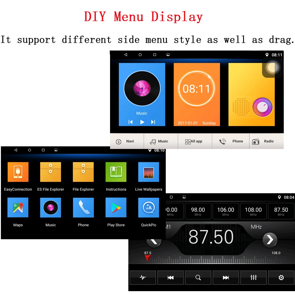 AMPrime Android 7 ''Авто Радио 2 Дин мультимедийный плеер gps навигации Сенсорный экран