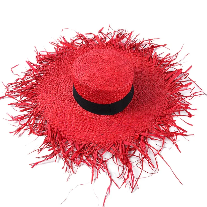 Raffia шляпы от солнца с грубыми краями и широкими полями соломенные модные плоские