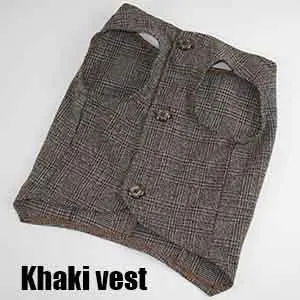 WANGUPET мешок костюм шерстяное пальто и жилет одежда для собак Свадебные костюмы для маленьких собак и кошек одежда для домашних животных пальто для собак костюм для домашних животных - Цвет: Khaki vest
