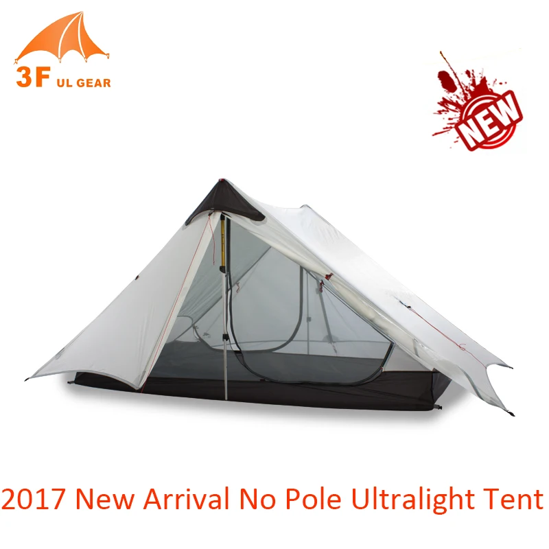 

3F UL Gear New Arrival 1 Person 2 Person Ultralight Camping Tent Double Layer NO POLE Windproof Tents For Camping Hiking