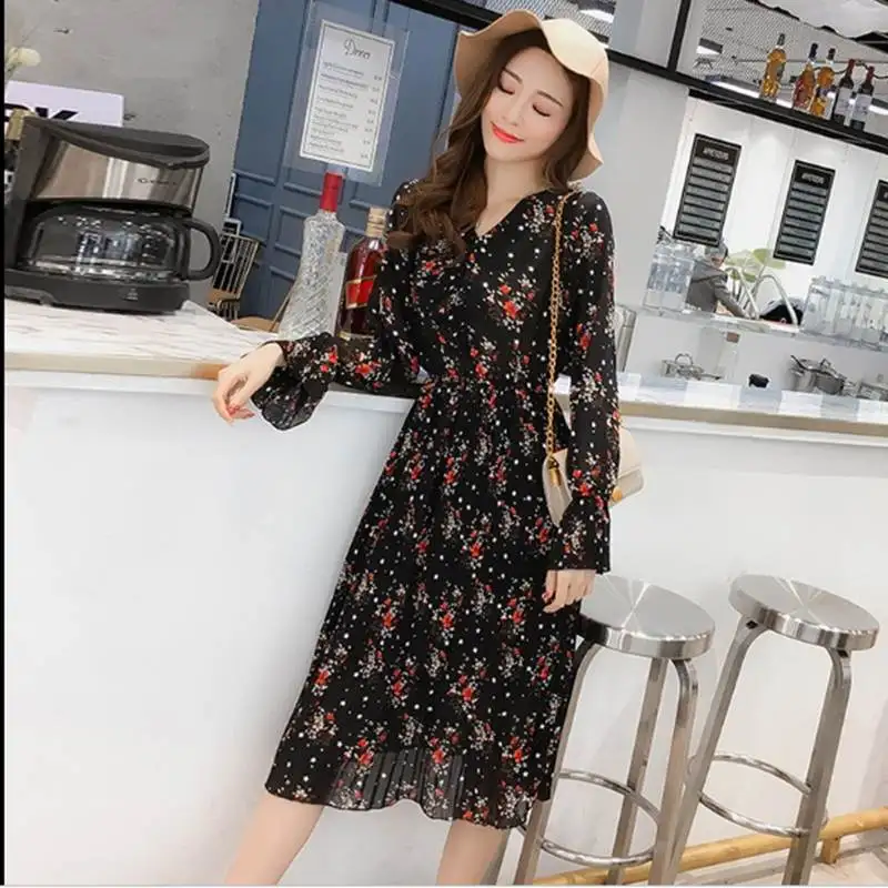 Женское шифоновое платье с принтом элегантное облегающее до середины икры