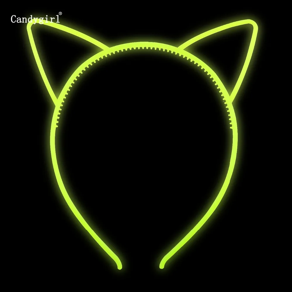 

102pcs Girl Kids Women Plastic Glow Hairbands Luminous Cat Ears Headbands Halloween Easter Hair Accessories Hair Band Headwear