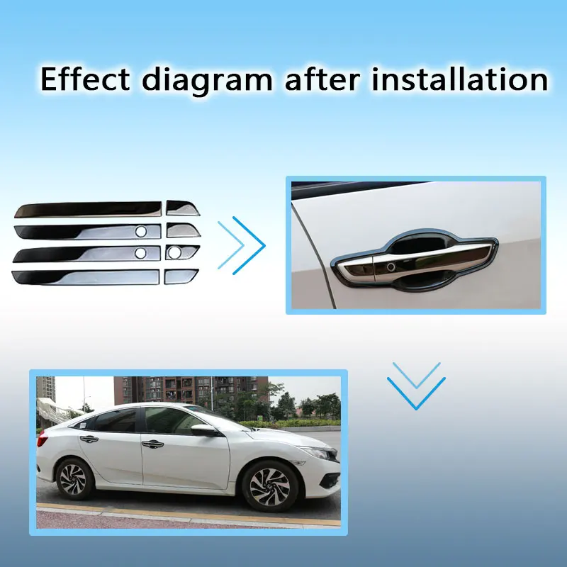 

Auto Car Styling Stickers Covers For Honda Civic 2018 2019 2016 2017 Accessories Stainless Steel Exterior Door Handle Bowl Frame