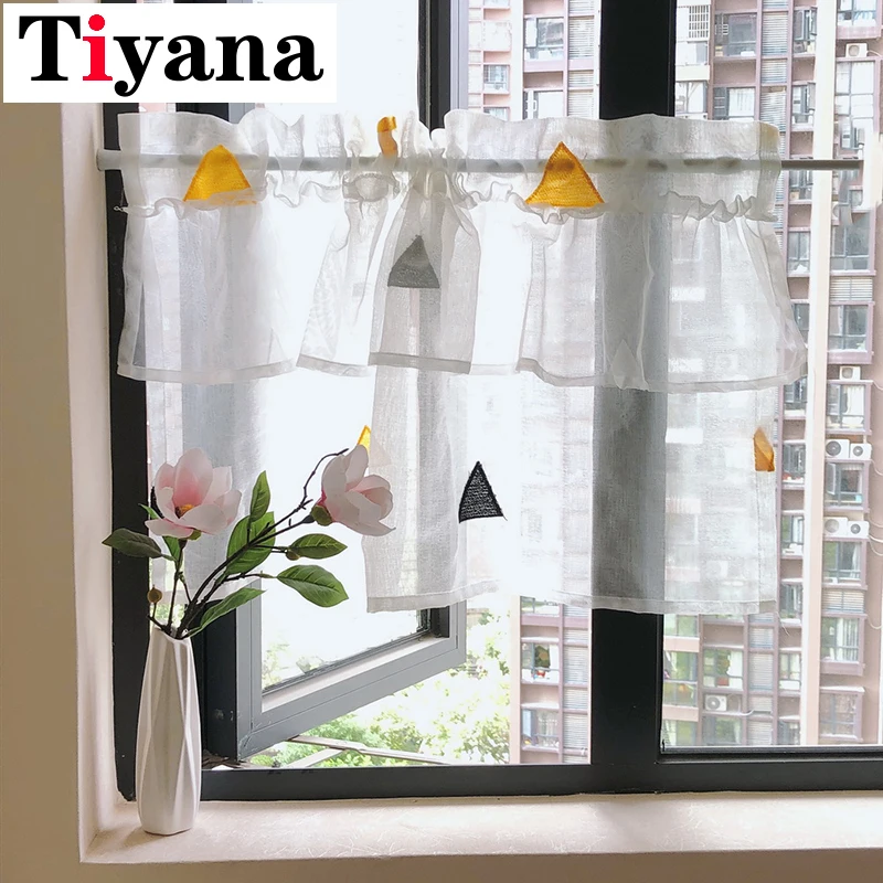 Tiyana белые кружевные короткие шторы для кухни гостиной эркеров дверей занавесок