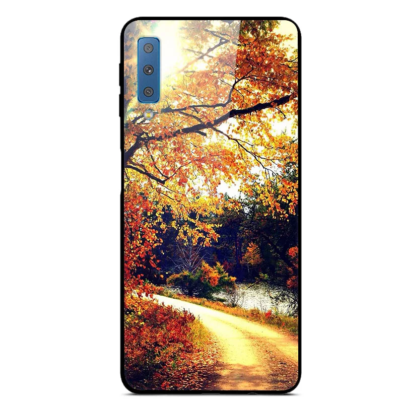 Чехол из закаленного стекла для samsung A7 чехол модная задняя крышка для samsung Galaxy A7 чехол для телефона s A 7 A750F роскошный чехол