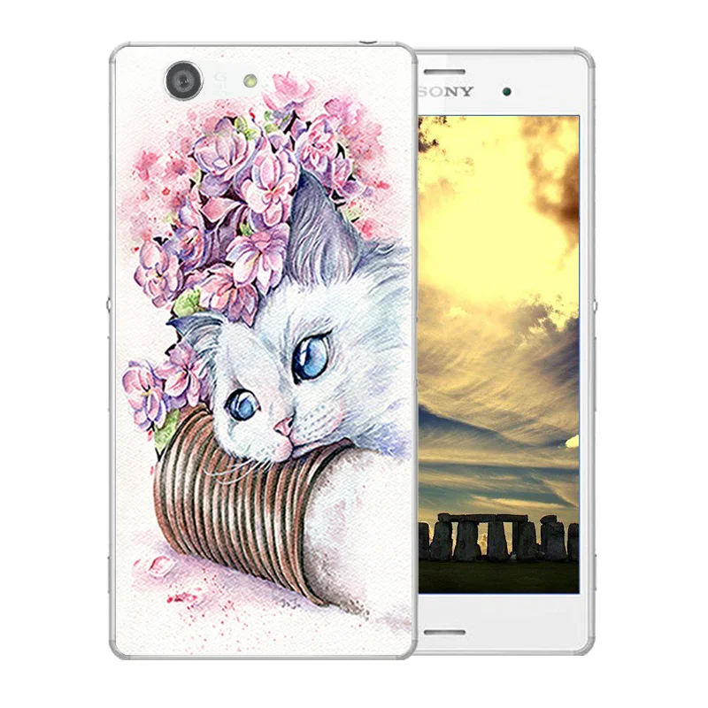 Phone Case For Sony Xperia Z3 Compact mini Soft Silicon Bag Luck Cat Pattern for Back Cover M55W D5803 D5833 TPU Coque |