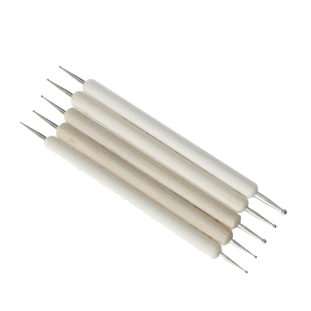 5pcs/lot Wood And Stainless Steel Ball Stylus Polymer Clay Pottery Ceramics Sculpting Modeling Handmade Tools Set 13Cm |