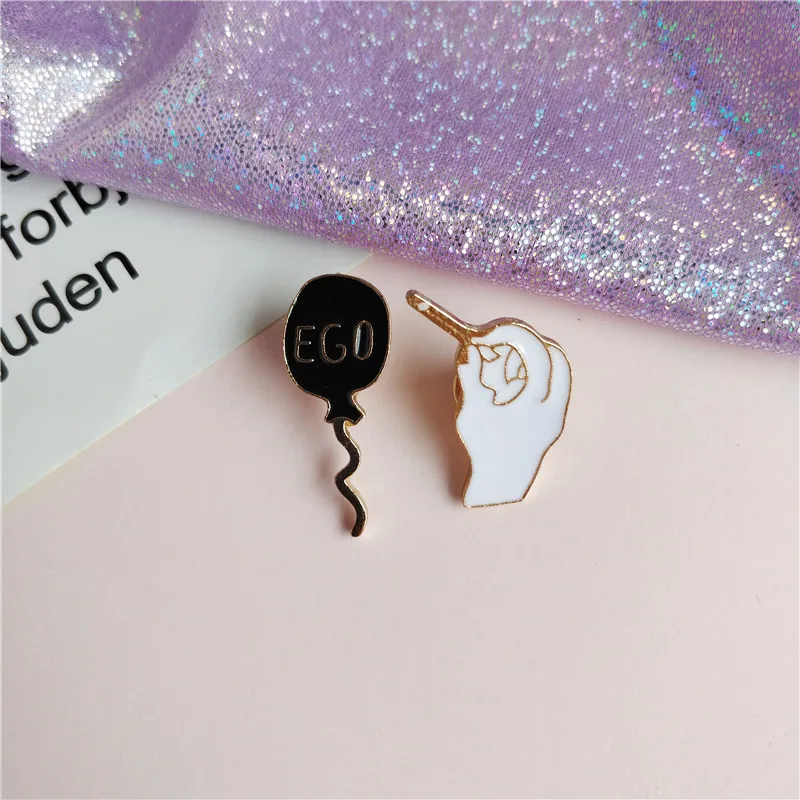 Забавная популярная эмалированная брошь в виде черного шара белая на воротник