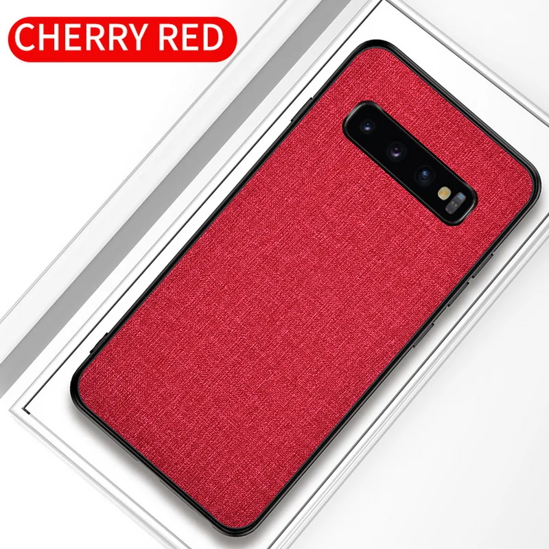 Red Роскошный тканевый чехол для телефона для samsung Galaxy S10 5G S10e S9 S8 Plus S7 Edge, тонкий мягкий бампер, Жесткий Чехол из поликарбоната - Цвет: Red
