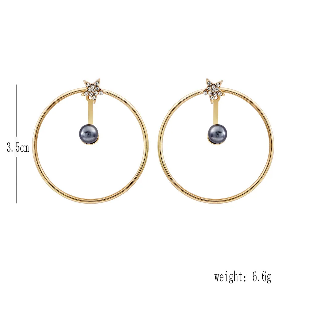 8 сезонов простые геометрические серьги-гвоздики стразы пентаграмма жемчуг круг