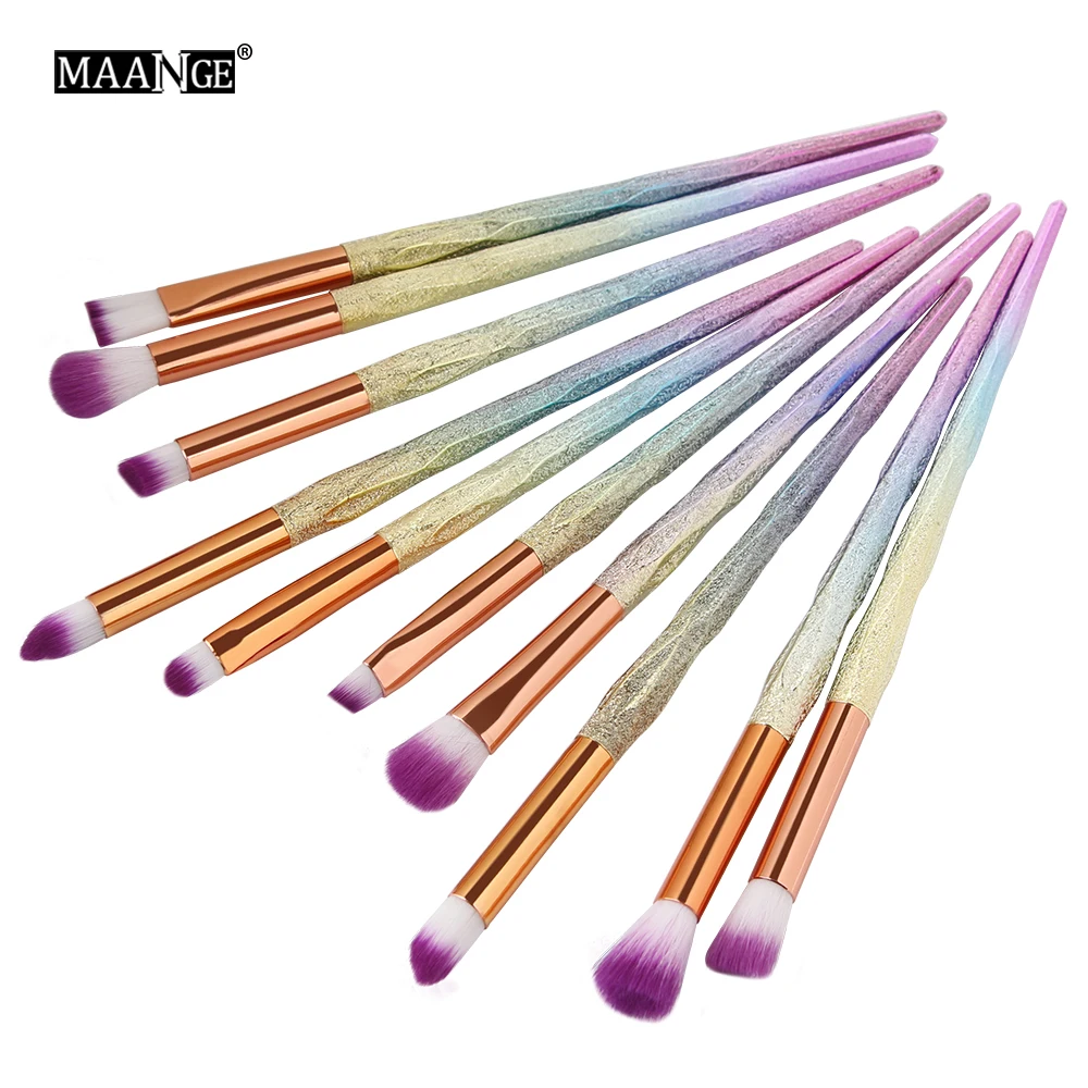 MAANGE 4/10 шт. Профессиональный набор кистей для макияжа Rainbow тени для век линию бровей консилер Мощность косметический Красота инструментных кистей