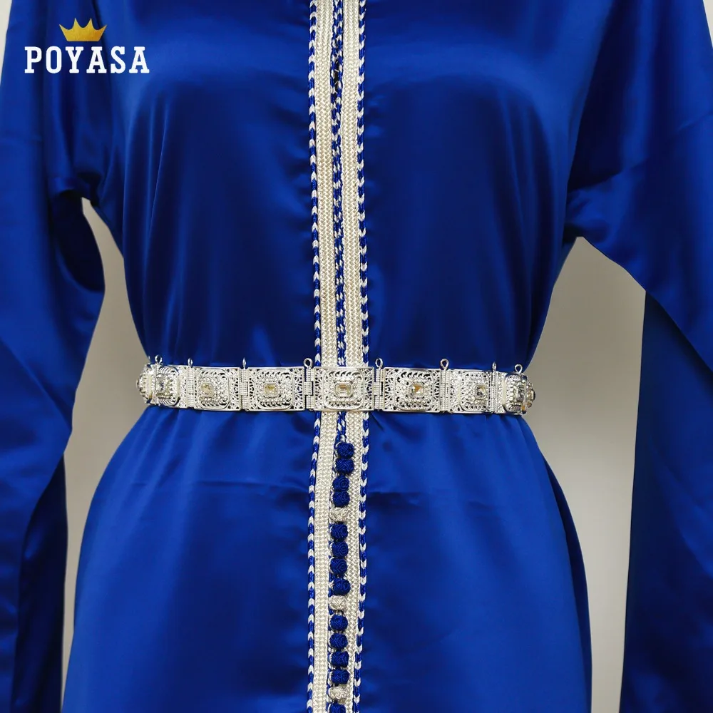 2019 марокканский шик Caftan Свадебный золотой и серебряный металлический пояс для