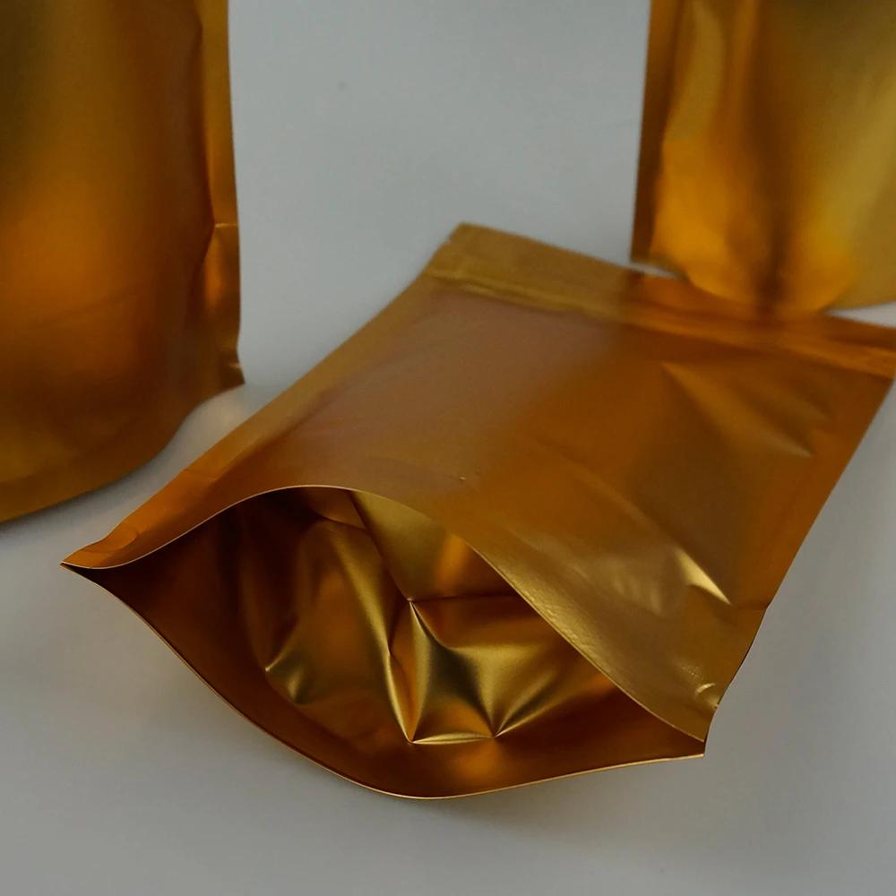 100 шт./лот 14*22 см подставка матовая Золотая Алюминиевая фольга ziplock