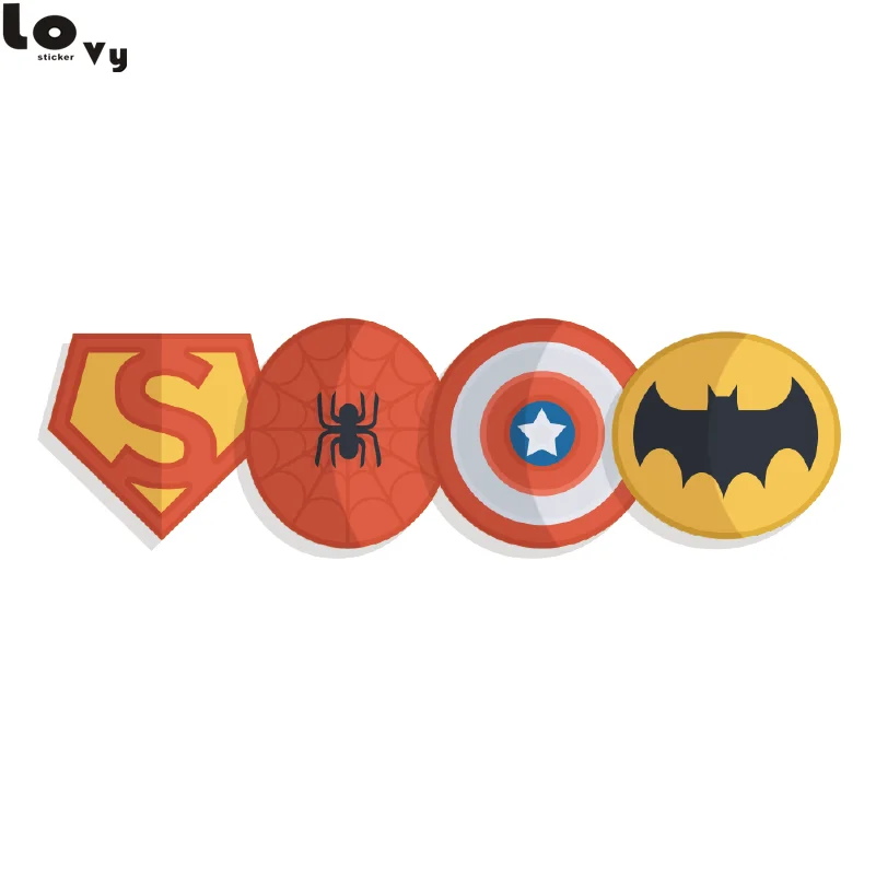 Печатные супергерой логотип виниловые креативные наклейки на стену Супермен