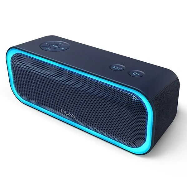 Синий ДОСС SoundBox Pro СПЦ колонка bluetooth 2*10 водителей с мигающим светодио дный свет Enhanced Bass стерео звук IPX5 колонка для ноутбука,блютуз колонка - Цвет: Синий