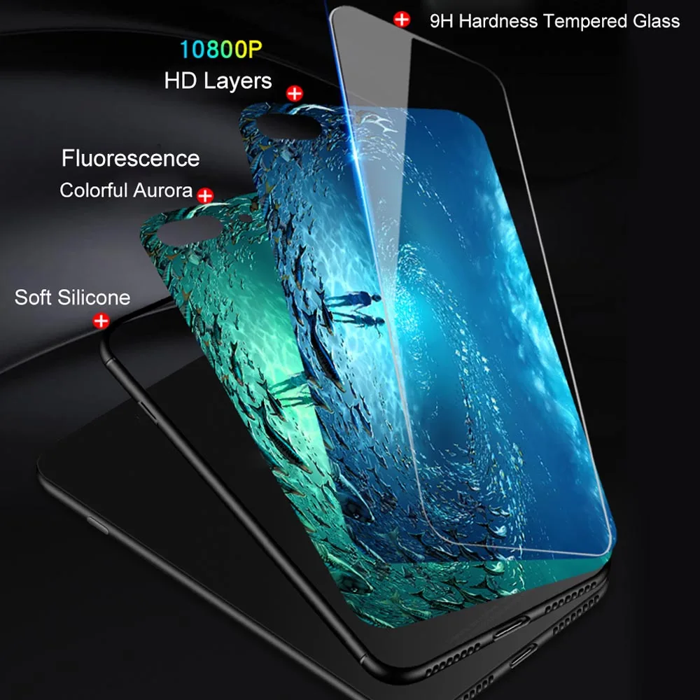 Светящееся Стекло чехол для телефона Huawei HONOR V20 8A 10i 8X 8C 6X 7X 7C V9 9 Lite 9i 10 lite Note ночной