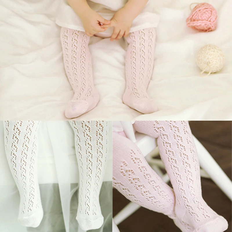 Новинка 2017 детские колготки чулки для девочек модные однотонные милые ажурные