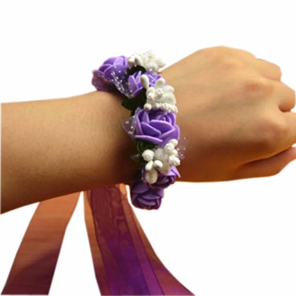 2 шт./лот красивые нежные браслеты свадебные невесты подружки цветы на запястье