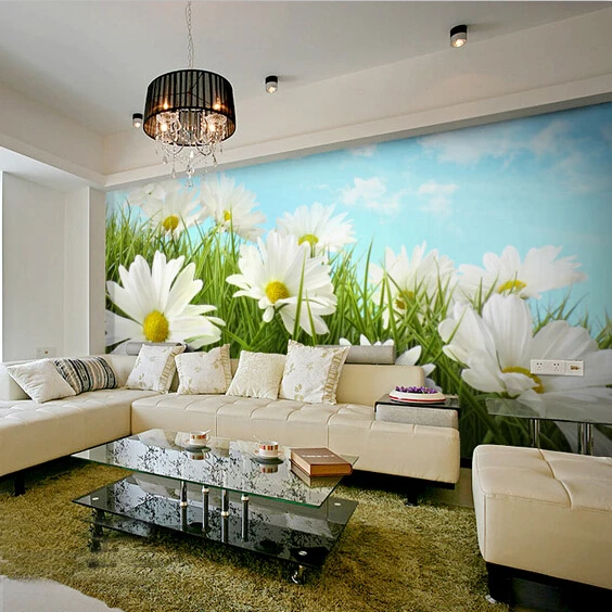 Wholesale chrysanthemum flower 3d wall murals for living room background vinyl pvc waterproof photo fresco home decor | Обустройство