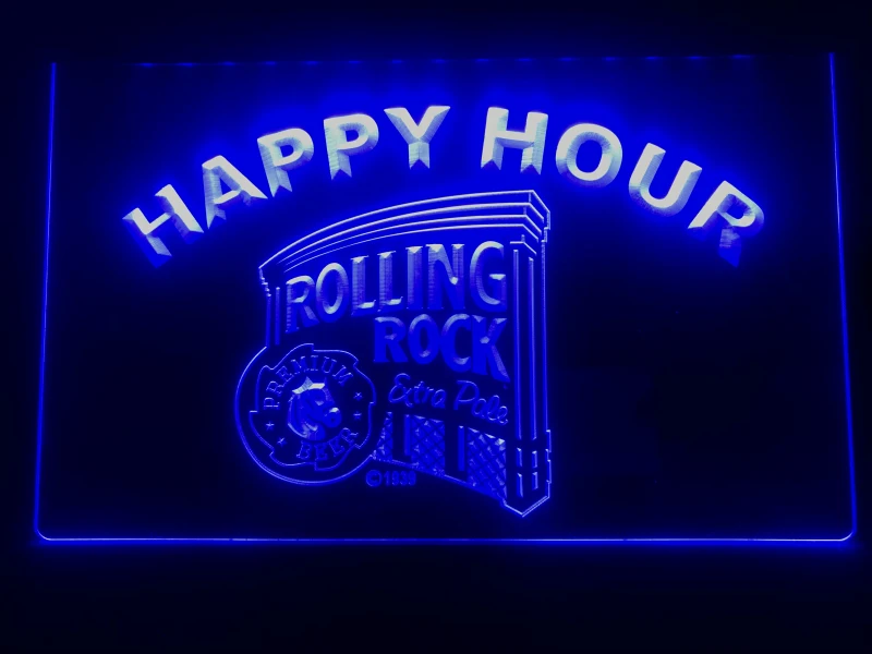 607 Rolling Rock пиво Счастливый час бар со светодиодным неоновым световым знаком | Дом и