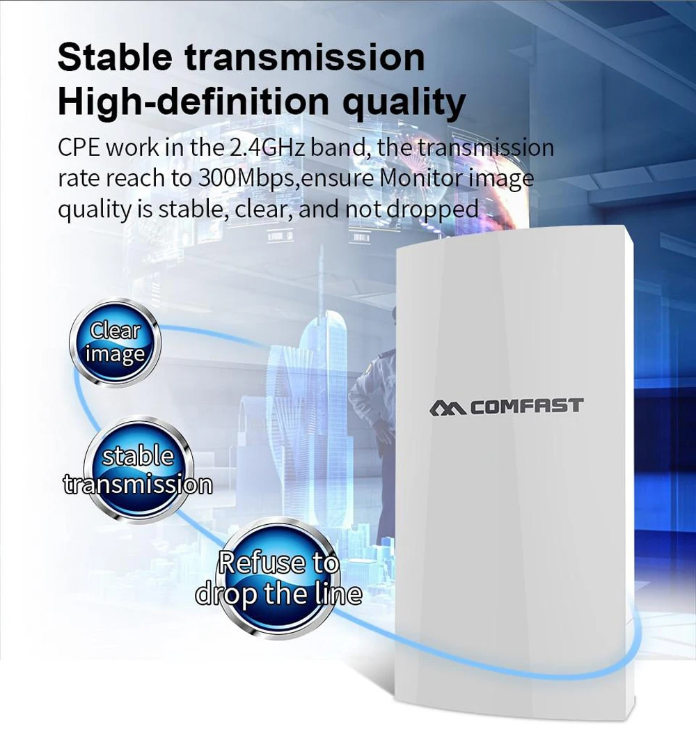 1 шт COMFAST CF-E130N открытый мини Беспроводной репитер-удлинитель WiFi AP 2 4G 300 M CPE Wi-Fi мост