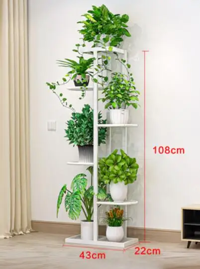 E Flower shelf indoor home multi-layer wrought iron flower pot rack balcony rack floor-standing living room rack plant rack - Цвет: E