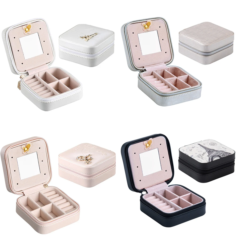 Маленькая дорожная портативная шкатулка для украшений из искусственной кожи