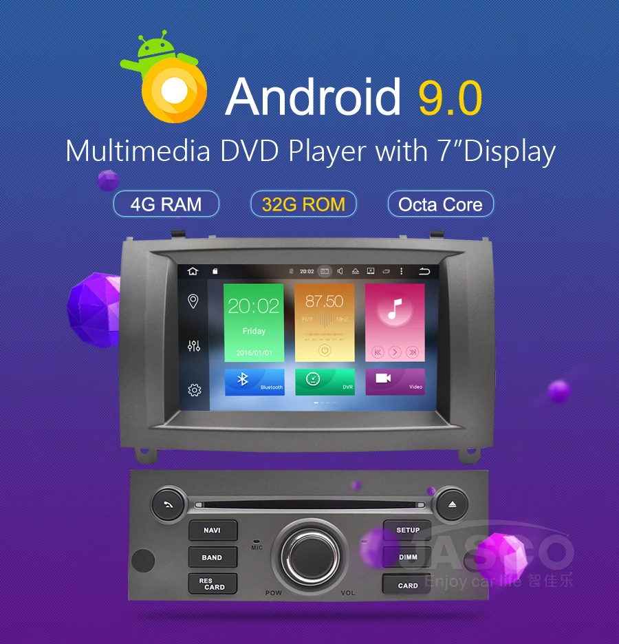 Восьмиядерный автомобильный dvd-плеер на основе Android gps ГЛОНАСС навигация для peugeot 407 2004-2010 4 Гб ОЗУ 32 Гб ПЗУ Мультимедиа Радио стереосистемы