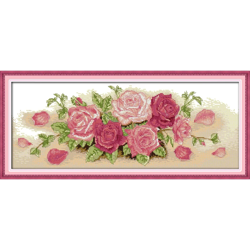 Набор для вышивки крестиком вечной любви розовая роза (2) экологичный хлопок