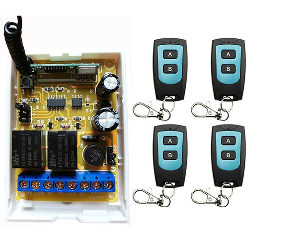 

DC12V DC24V 2CH Radio Controller RF Wireless Relay Remote Control Switch 315 MHZ 433 MHZ Transmitter+1 Receiver /lamp/ window