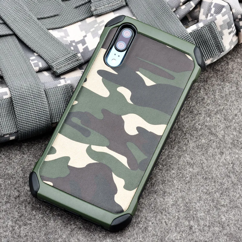 DPRUI Army Camouflage Pattern Phone Case for Huawei P20 Pro case PC+TPU 2 in1 Anti-knock Protective Back Cover phone |