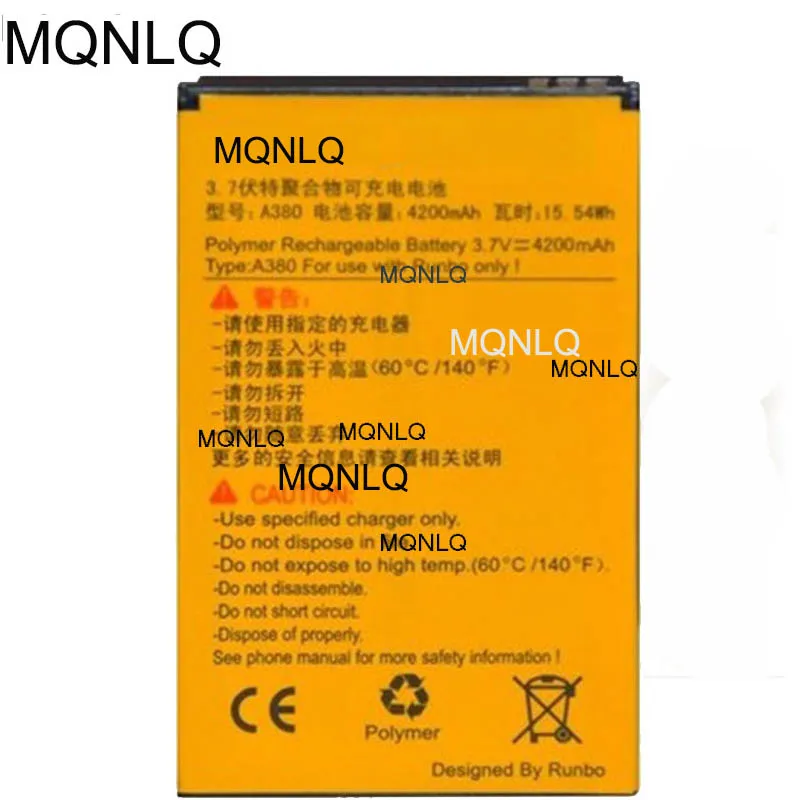 Аккумулятор для мобильного телефона RUNBO X3 X5 X5-C Q5s Q5 X6 аккумулятор 4200MA A380 с NFC отправлен на замену MQNLQ