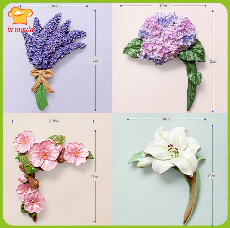 2017 новые садовые цветы силиконовая форма лаванда цветок сливы лилия хризантема