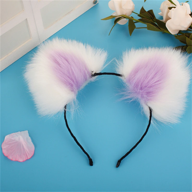 Sexy White and Purple Plush Ear Fox Tail Metallic Anal Plug SM Cosplay Adult Games Couple Flirting Sex Toy Products | Красота и