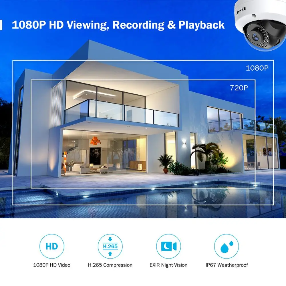 ANNKE профессиональная 2MP POE Система безопасности 4K 8CH сетевой видеорегистратор с 4x