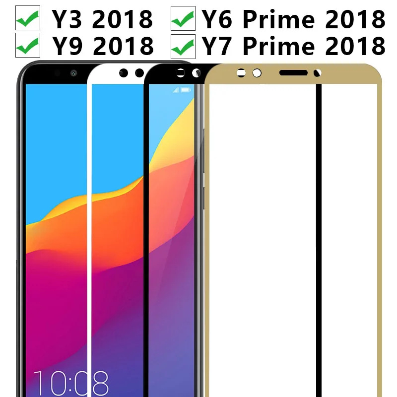 Защитное стекло для Huawei Y6 Prime 2018 Y7 Y3 Y9 закаленное защиты экрана на Y 3 6 7 9 6y Y6prime Y7prime