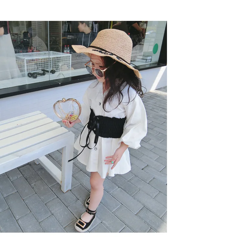 2018 Весенняя белая блузка с длинным рукавом для девочек + Классический дизайн